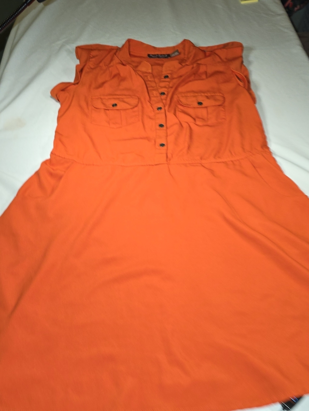 Speed Control New York Orange Cap-Sleeve Utility Shirt Dress